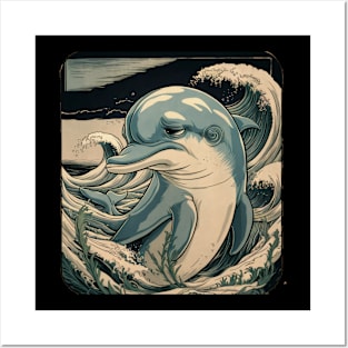 Dismal Dolphin Japanese Art Print Posters and Art